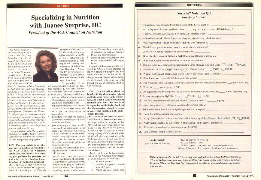 Specializing in Nutrition with Juanee Surprise, DC President of the ACA Council on Nutrition