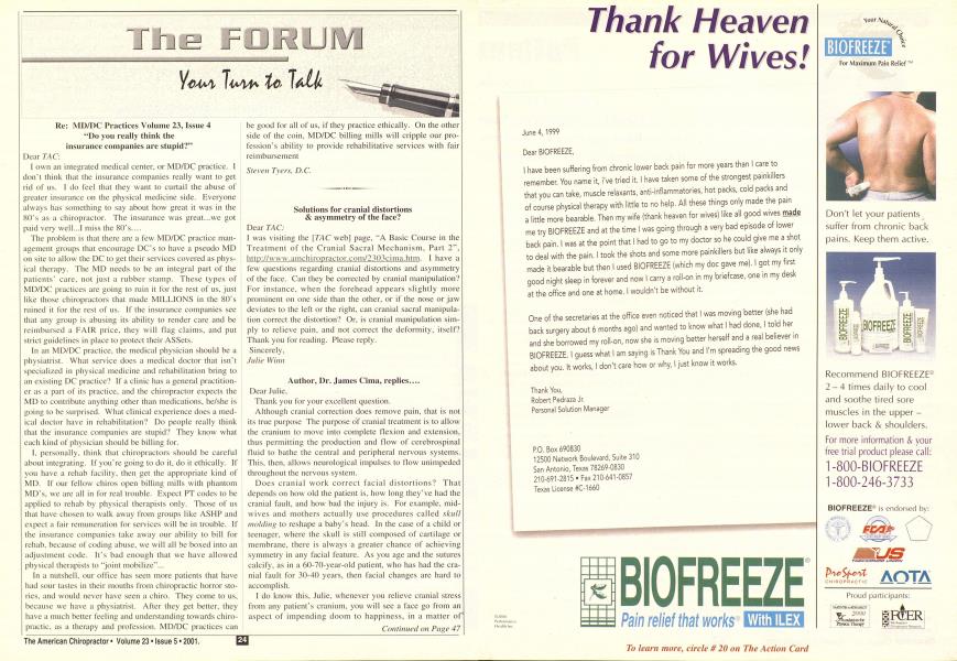 Author, Dr. James Cima, replies