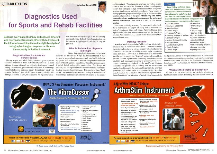 Diagnostics Used for Sports and Rehab Facilities