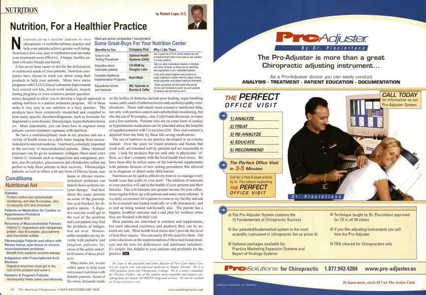 Nutrition, For a Healthier Practice