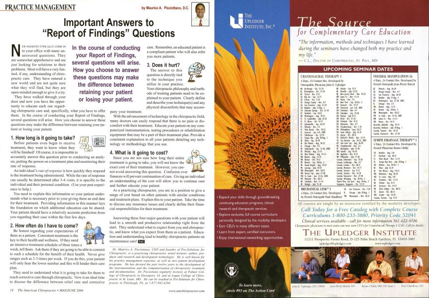 Important Answers to "Report of Findings" Questions
