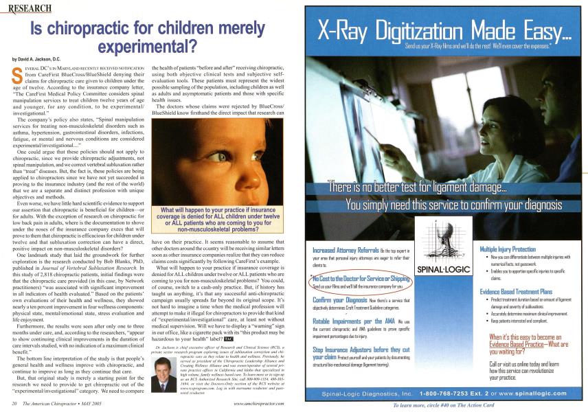 Is chiropractic for children merely experimental?