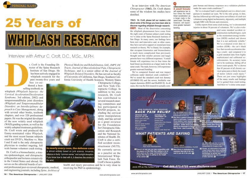 25 Years Of WHIPLASH RESEARCH