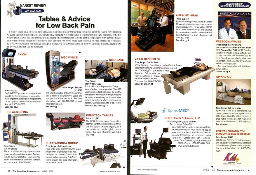 Tables & Advice for Low Back Pain