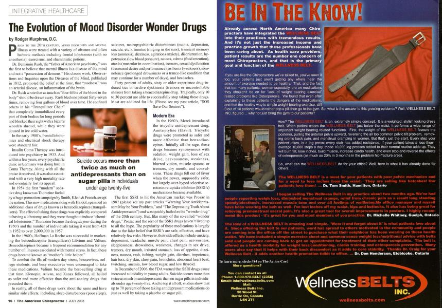 The Evolution of Mood Disorder Wonder Drugs
