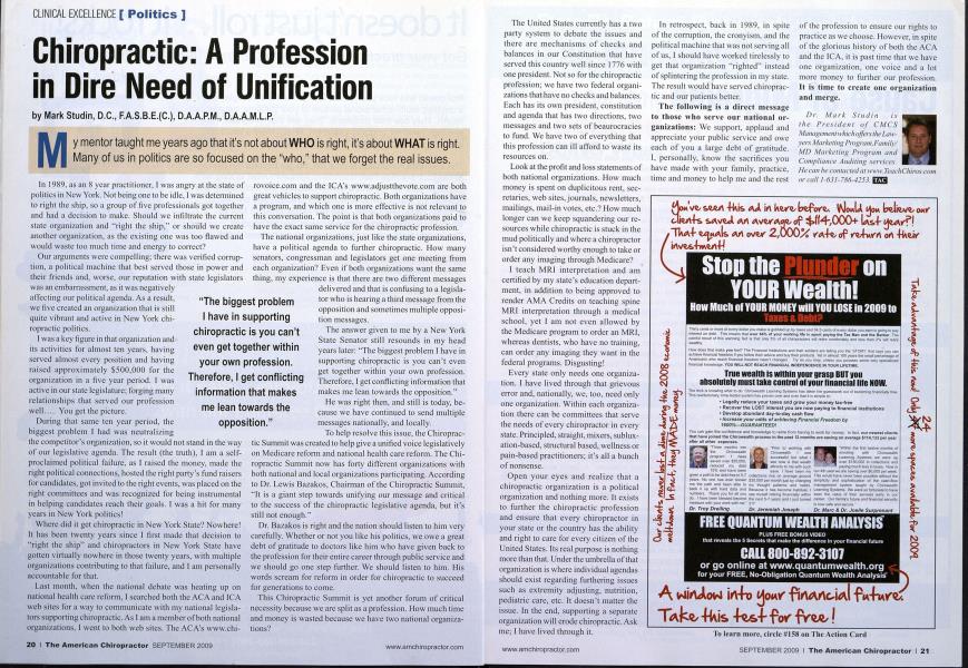 Chiropractic: A Profession in Dire Need of Unification
