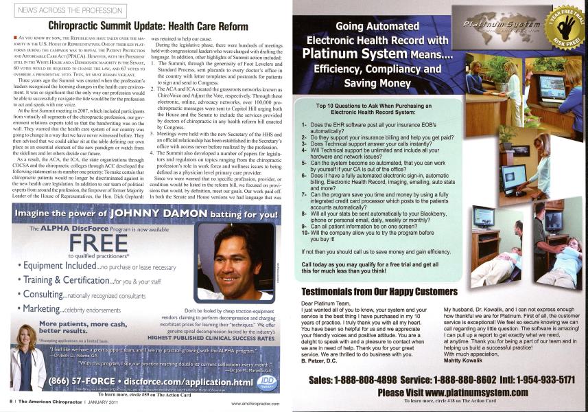 Chiropractic Summit Update: Health Care Reform