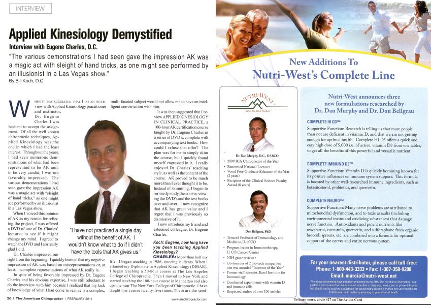 Applied Kinesiology Demystified Interview with Eugene Charles, D.C.