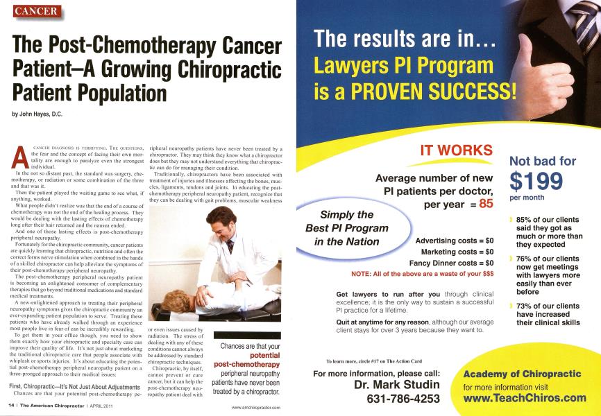 The Post-Chemotherapy Cancer Patient--A Growing Chiropractic Patient Population