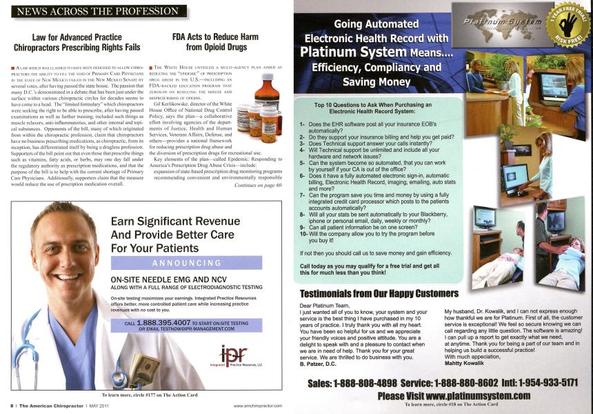 Law for Advanced Practice Chiropractors Prescribing Rights Fails