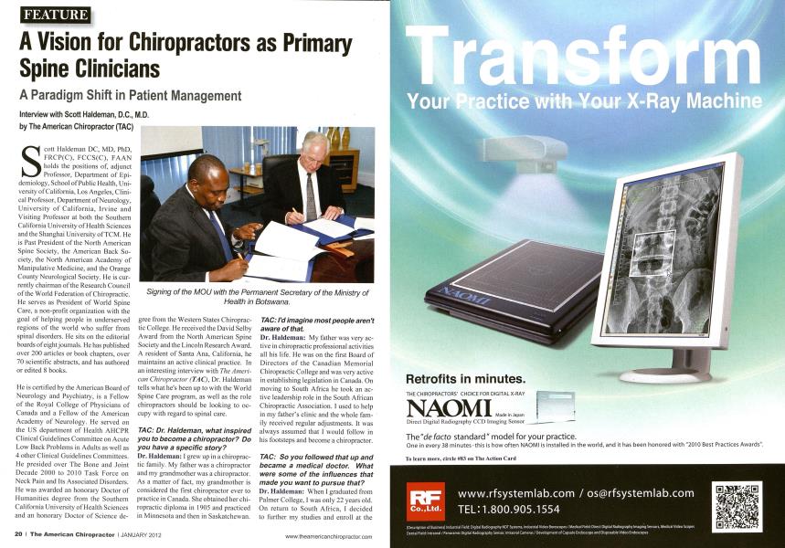 A Vision for Chiropractors as Primary Spine Clinicians A Paradigm Shift in Patient Management