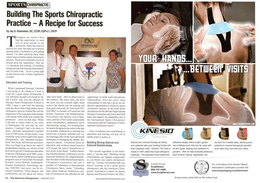 Building The Sports Chiropractic Practice--A Recipe for Success
