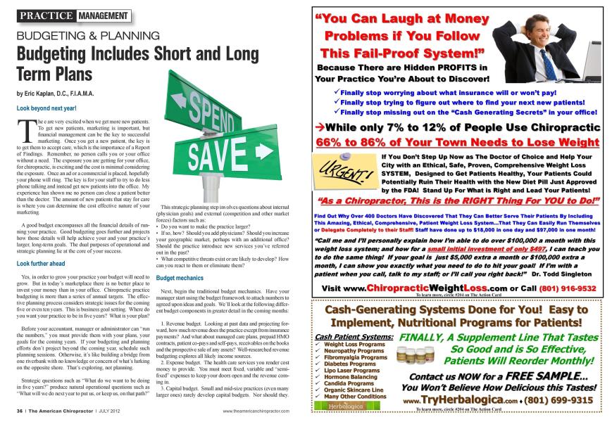 BUDGETING & PLANNING Budgeting Includes Short and Long Term Plans