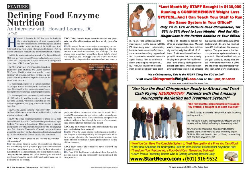 Defining Food Enzyme Nutrition An Interview with Howard Loomis, DC