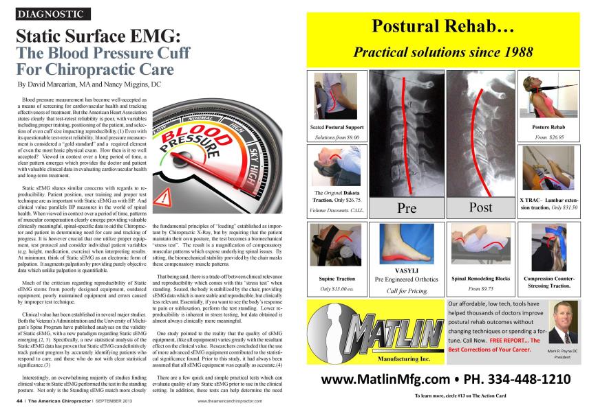 Static Surface EMG: The Blood Pressure Cuff For Chiropractic Care