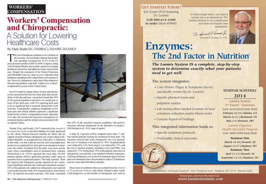 Workers' Compensation and Chiropractic: A Solution for Lowering Healthcare Costs
