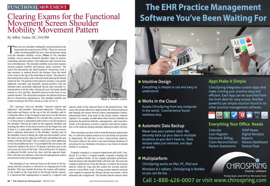 Clearing Exams for the Functional Movement Screen Shoulder Mobility Movement Pattern