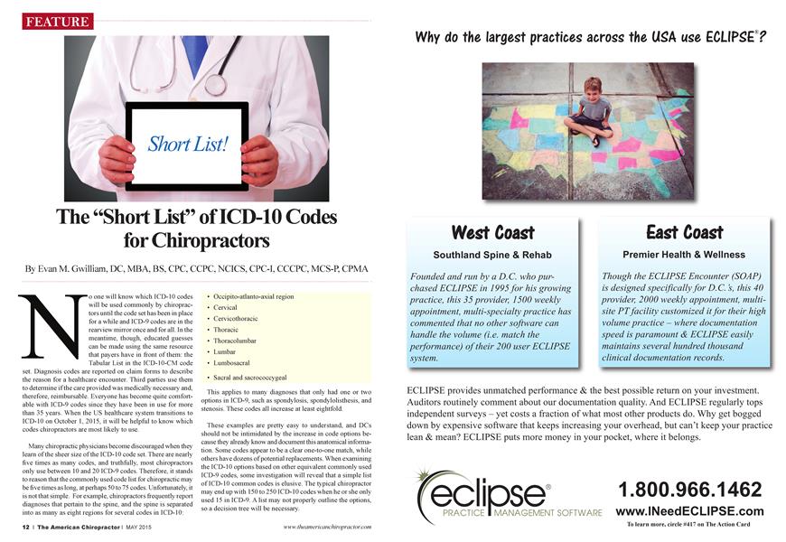 The “Short List” of ICD-10 Codes for Chiropractors