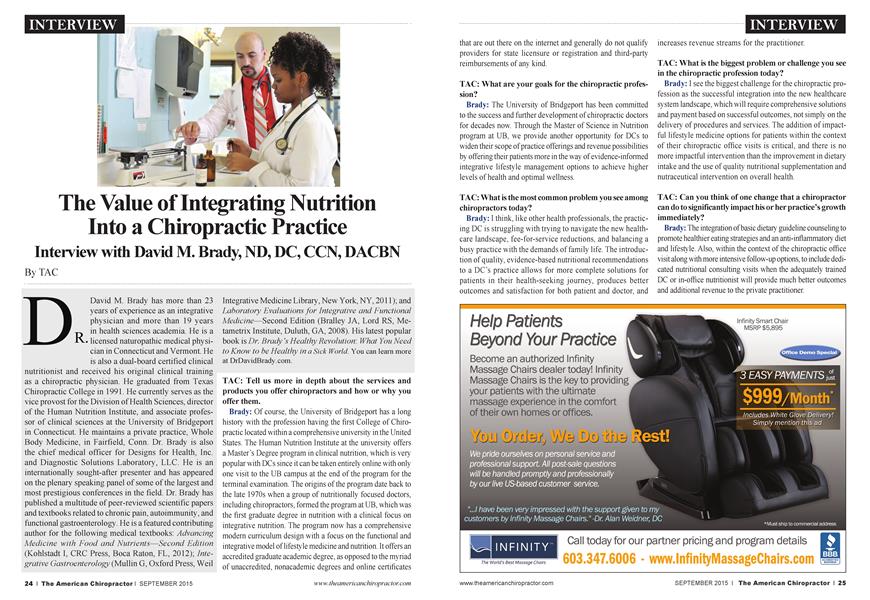 The Value of Integrating Nutrition Into a Chiropractic Practice