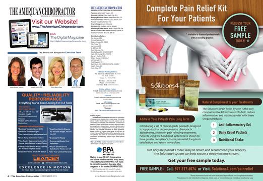 THE AMERICAN CHIROPRACTOR, Page: 4 - DECEMBER 2015 | The American Chiropractor