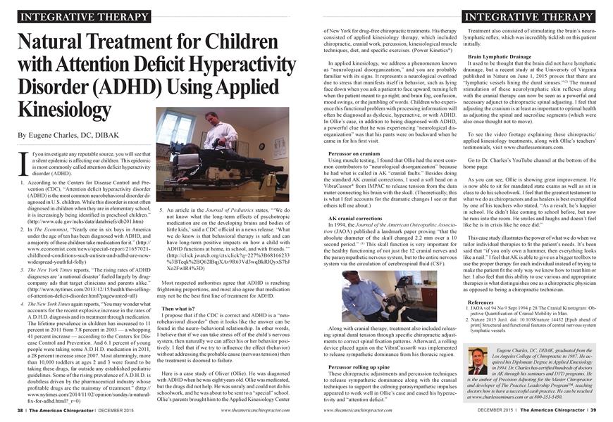 Natural Treatment for Children with Attention Deficit Hyperactivity Disorder (ADHD) Using Applied Kinesiology