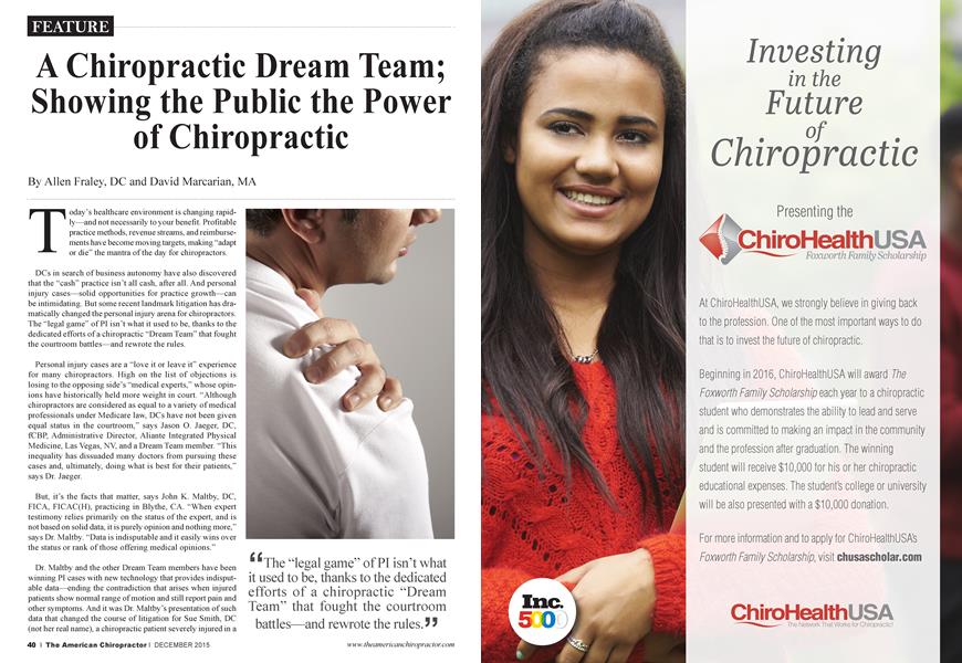 A Chiropractic Dream Team; Showing the Public the Power of Chiropractic