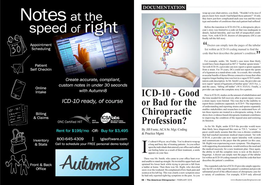 ICD-10 - Good or Bad for the Chiropractic Profession?