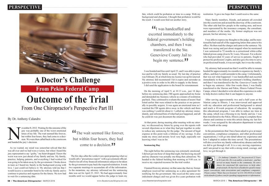 A Doctor’s Challenge From Pekin Federal Camp Outcome of the Trial