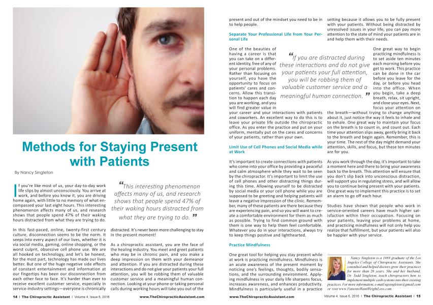 Methods for Staying Present with Patients