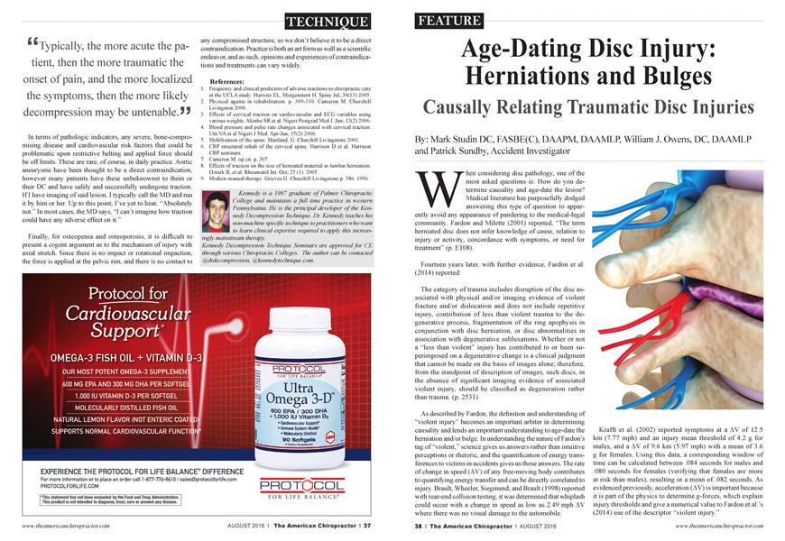 Age-Dating Disc Injury: Herniations and Bulges