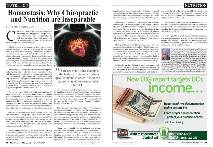 Homeostasis: Why Chiropractic and Nutrition are Inseparable
