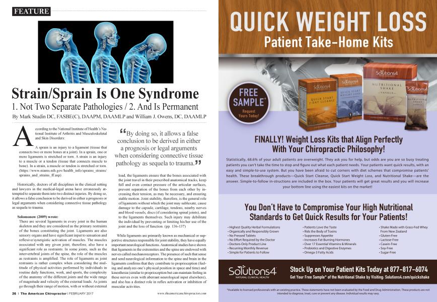 Strain/Sprain Is One Syndrome