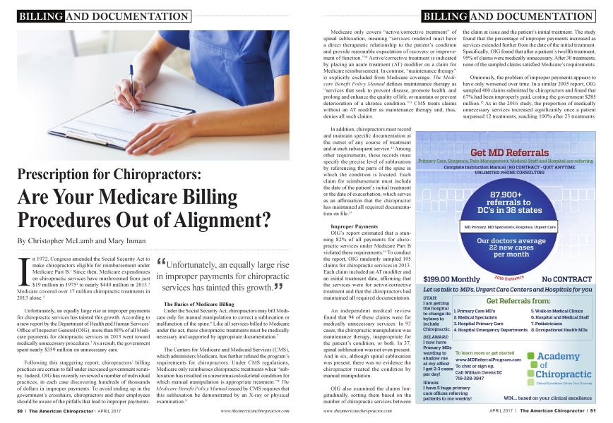 Prescription for Chiropractors: Are Your Medicare Billing Procedures Out of Alignment?