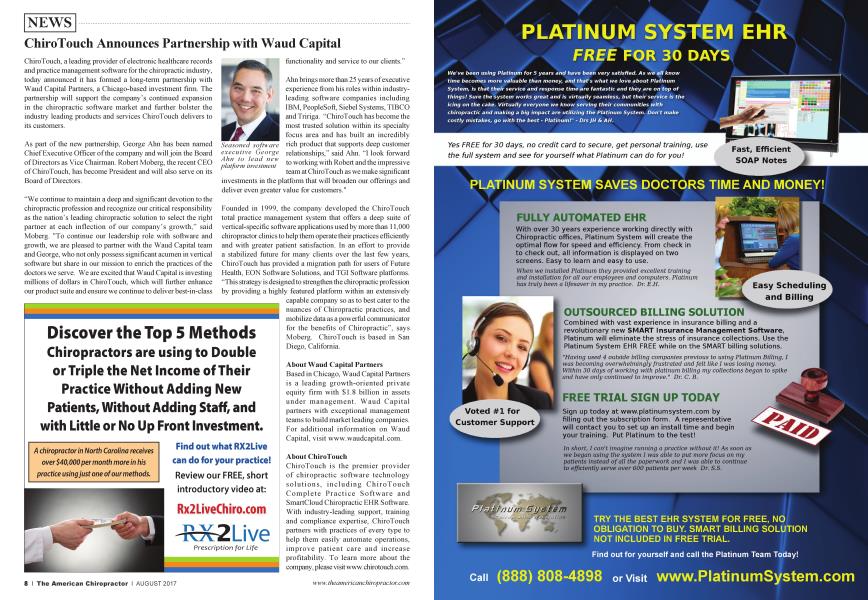 ChiroTouch Announces Partnership with Waud Capital