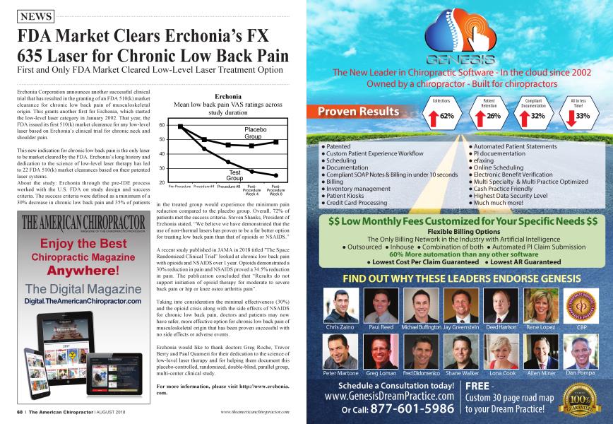 FDA Market Clears Erchonia's FX 635 Laser for Chronic Low Back Pain