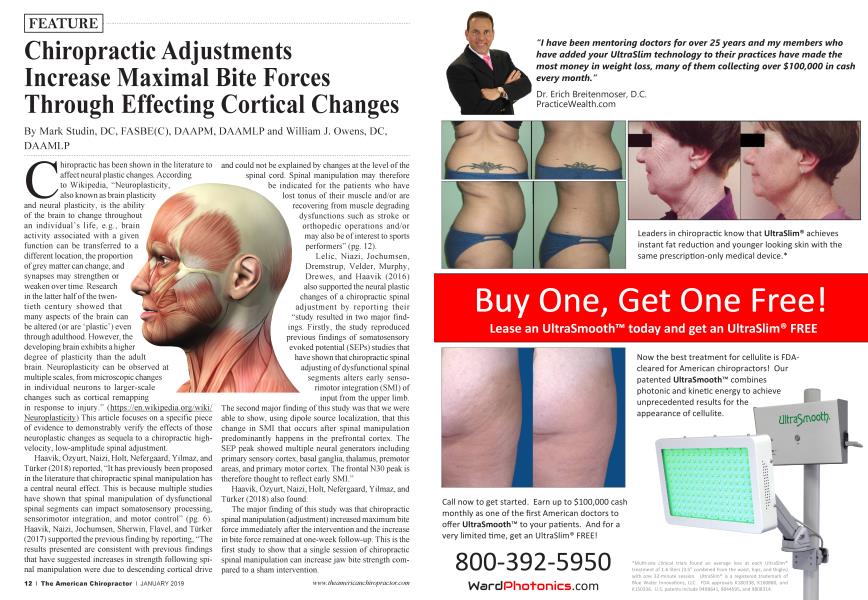 Chiropractic Adjustments Increase Maximal Bite Forces Through Effecting Cortical Changes