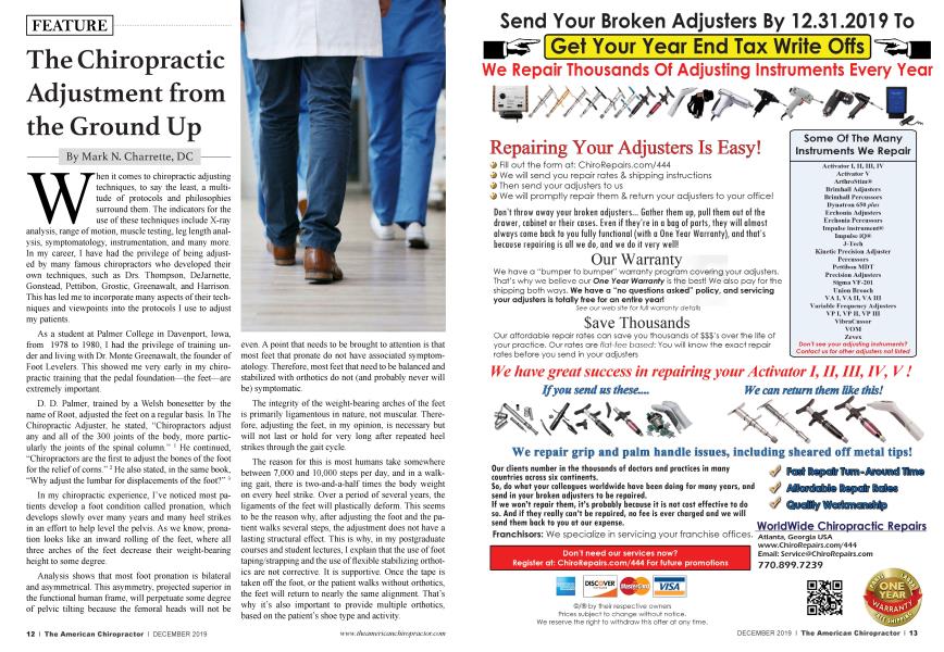 The Chiropractic Adjustment from the Ground Up