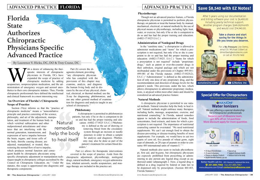 Florida State Authorizes Chiropractic Physicians Specific Advanced Practice