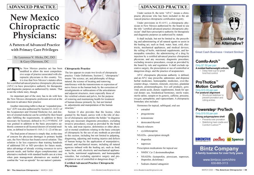 New Mexico Chiropractic Physicians: A Pattern of Advanced Practice with Primary Care Privileges