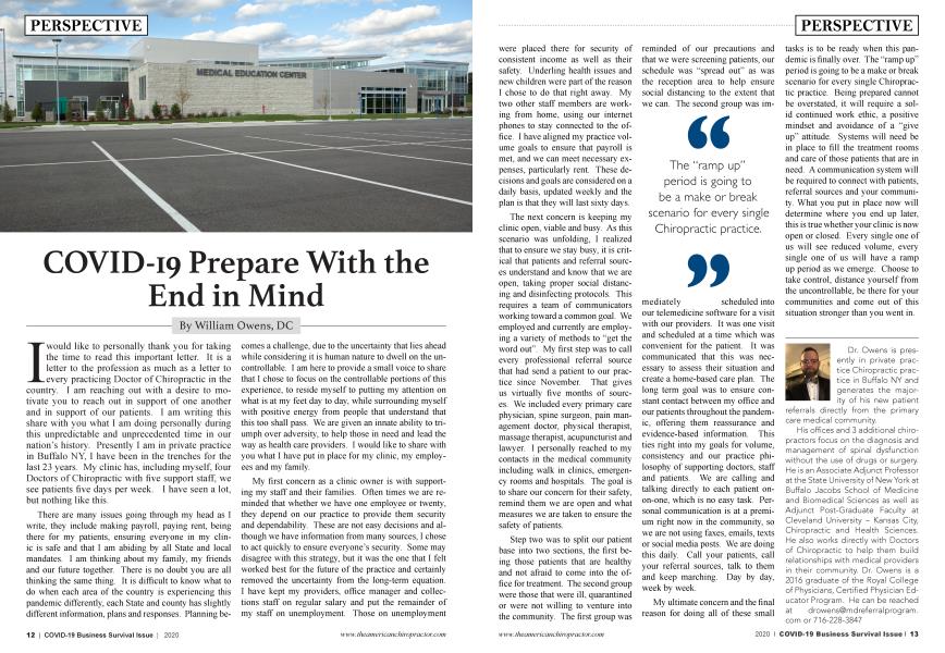 COVID-19 Prepare With the End in Mind