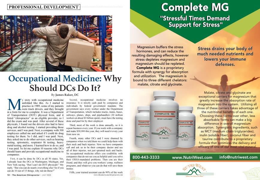 Occupational Medicine: Why Should DCs Do It?