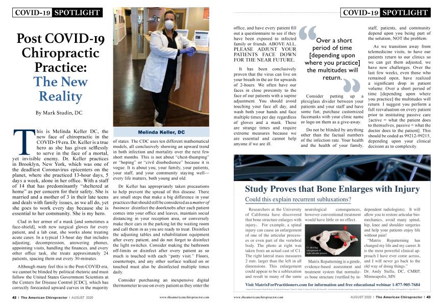 Post COVID-19 Chiropractic Practice: The New Reality