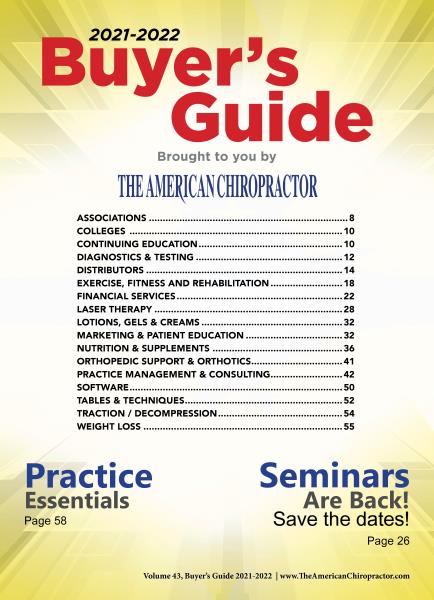 Issue: - Buyer's Guide 2021-2022 | The American Chiropractor