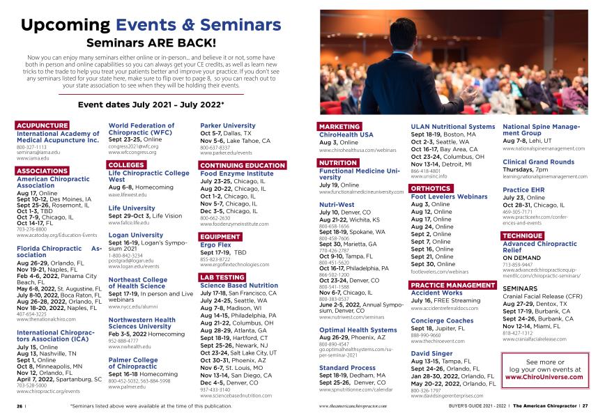 Upcoming Events & Seminars Seminars ARE BACK!