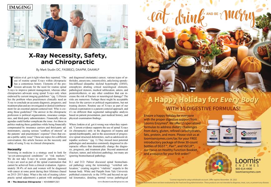 X-Ray Necessity, Safety, and Chiropractic