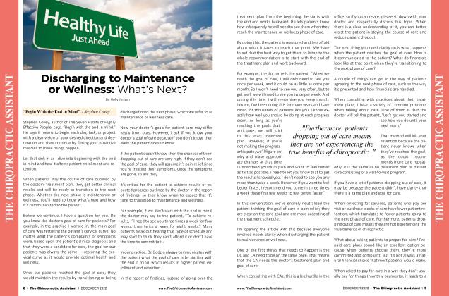 Discharging to Maintenance or Wellness: What’s Next?