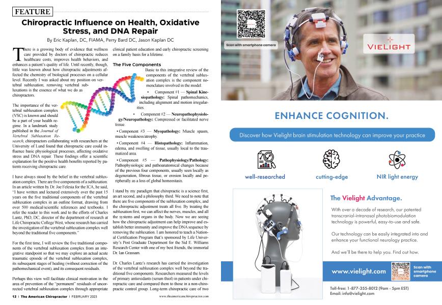 Chiropractic Influence on Health, Oxidative Stress, and DNA Repair
