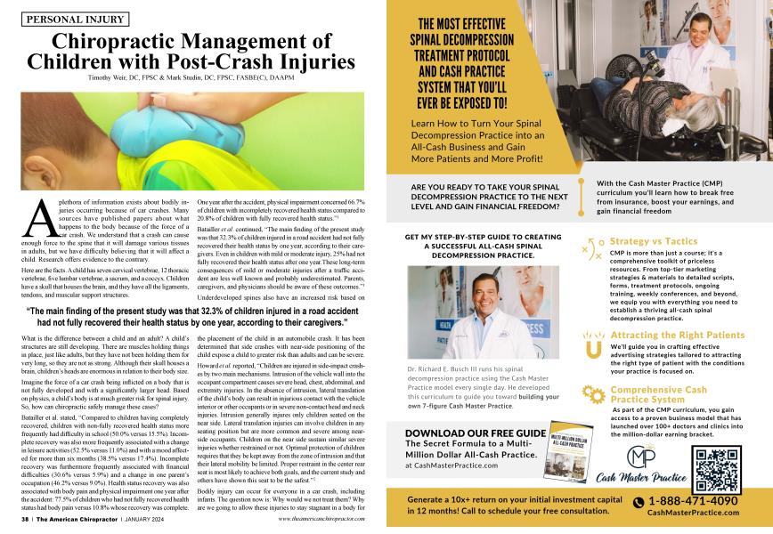 Chiropractic Management of Children with Post-Crash Injuries