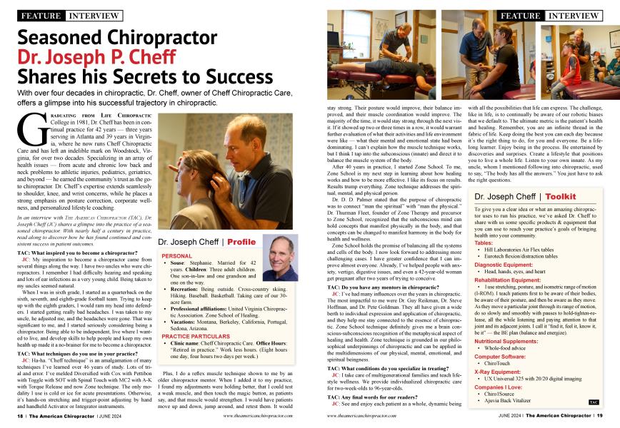 Seasoned Chiropractor Dr. Joseph P. Cheff Shares his Secrets to Success