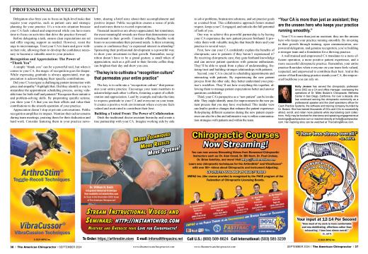 Advertisements, Page: 36 - SEPTEMBER 2024 | The American Chiropractor